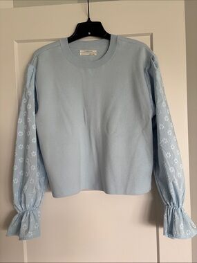 Anthropologie Pale Blue Crew Neck Knit Sweater